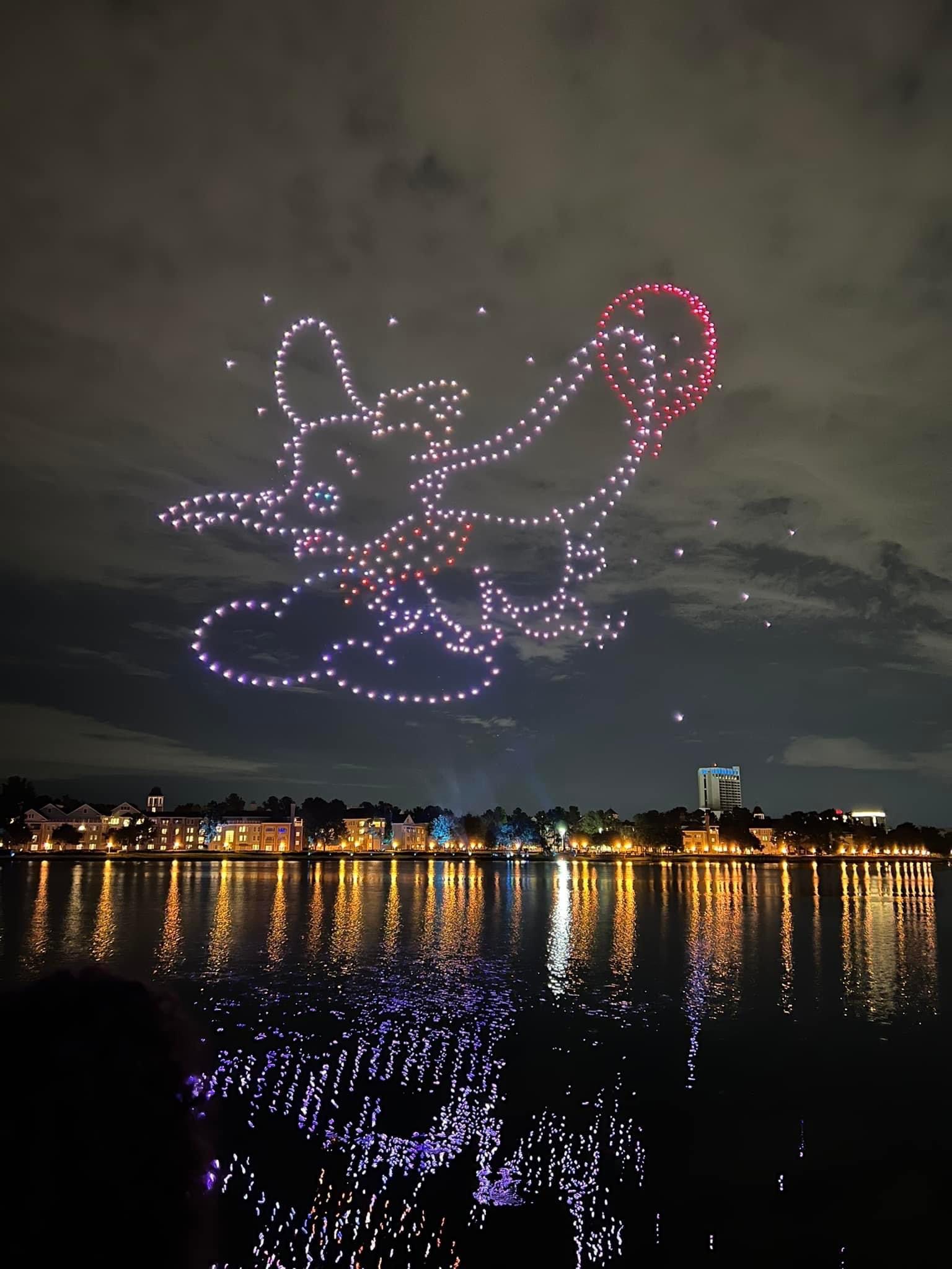 Disney Springs drone show Mickey figure